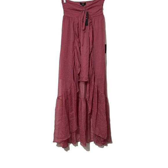 NWT Lulus Airy Aura Rusty Rose Strapless Ruffled High-Low Dress Size XS - Picture 4 of 13